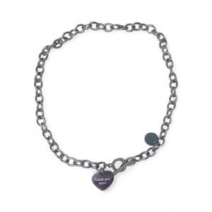 Heart Pendant Silver Tone Chain Necklace